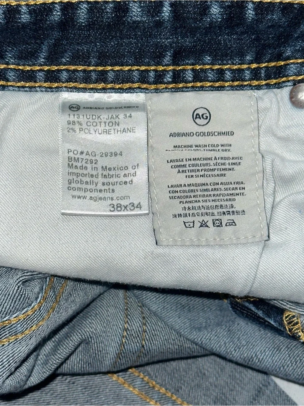 AG Adriano Goldschmied Men’s Size 38 x 30 The Matchbox Hemmed Straight Jeans